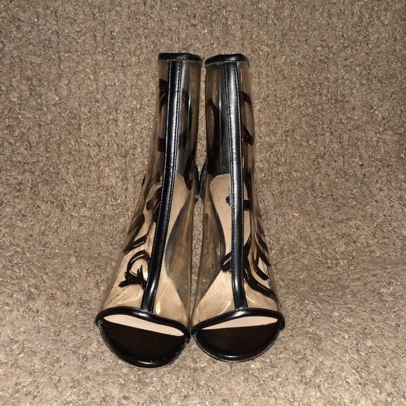 ALDO-Oceani Ankle Bootie-Do Ya Thing-Clear Heel/Sides-Back Zip-Sz 7-Excellent - Picture 3 of 6